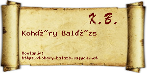 Koháry Balázs névjegykártya